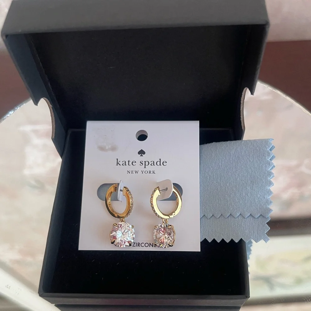 KATE SPADE DROP CRYSTAL DROP EARRINGS BOX DUST CLOTH